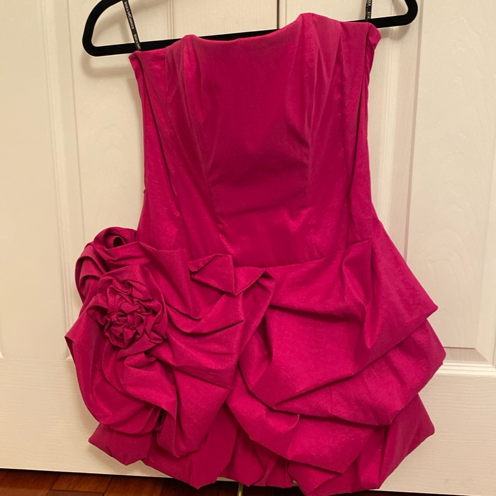 Jessica McClintock Fuchsia strapless homecoming short dress